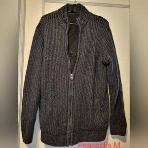 Men's Ribbed Zip-Up Sweater Jacket - Charcoal